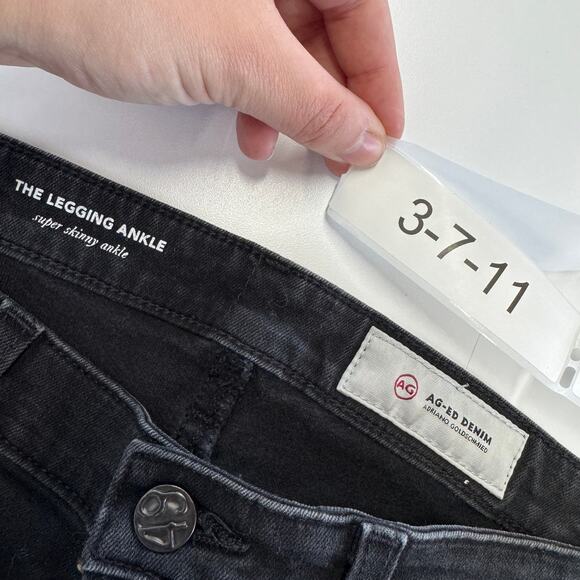 Adriano Goldschmied Jeans Womens 28 Black Legging Super Skinny Ankle Raw Hem - Picture 4 of 9